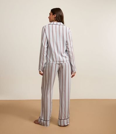 Pijama Americano Largo en Viscosa con Rayas Tricolores 3
