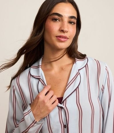 Pijama Americano Largo en Viscosa con Rayas Tricolores 4