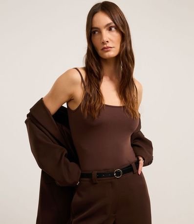 Blusa Musculosa Básica en Poliamida con Breteles Finos