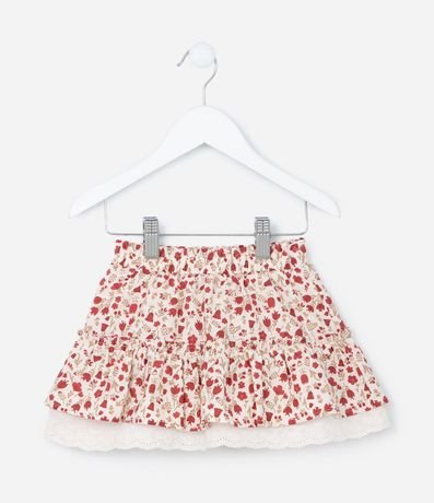 Pollera Infantil con Volado y Estampa Floral - Talle 1 a 6 años 1