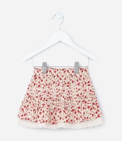Pollera Infantil con Volado y Estampa Floral - Talle 1 a 6 años 2