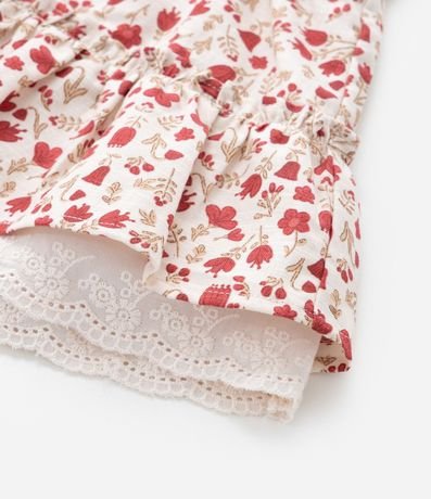 Pollera Infantil con Volado y Estampa Floral - Talle 1 a 6 años 5