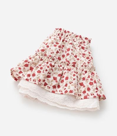 Pollera Infantil con Volado y Estampa Floral - Talle 1 a 6 años 6