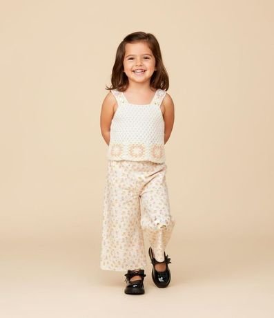 Pantalón Wide Leg Infantil con Estampa Floral - Talle 1 a 6 años 1