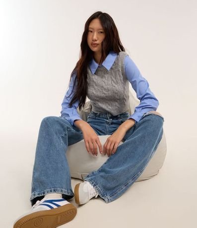 Camisa con Chaleco en Punto con Textura