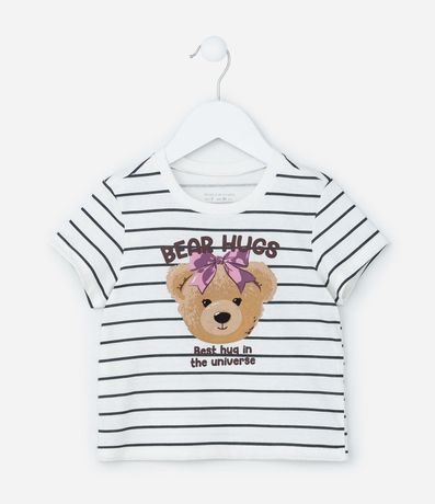 Blusa Infantil con Estampa Oso y Rayas - Talle 1 a 6 años