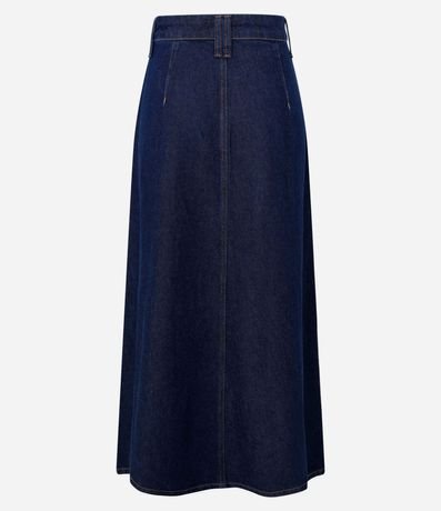 Pollera Evasê Midi en Jeans con Renda y Bolsillos Delanteros 6