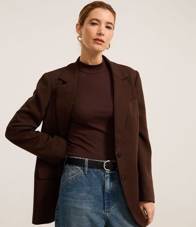 Blusa en Rib con Cuello Alto y Manga Larga 2