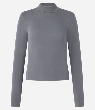 Blusa en Rib con Cuello Alto y Manga Larga 5
