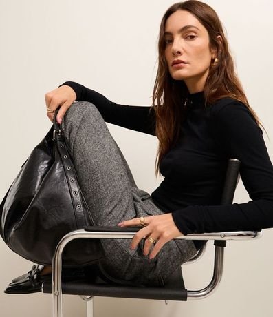 Blusa en Rib con Cuello Alto y Manga Larga 4