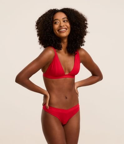 Bombacha Bikini Hilo Acanalada con Lettering en la Cintura