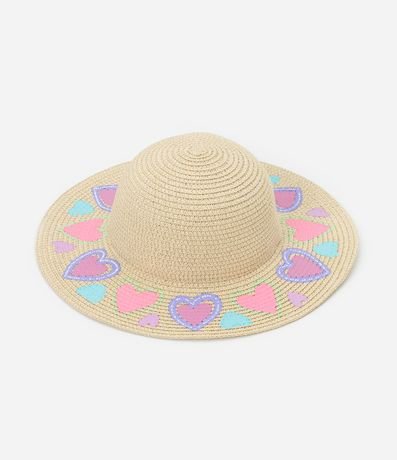 Sombrero de Paja Infantil Estampa de Corazones - Talle único