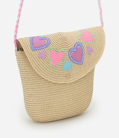 Cartera Infantil en Paja con Corazones - Talle único