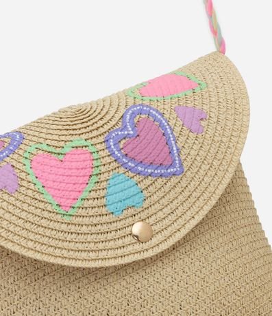 Cartera Infantil en Paja con Corazones - Talle único 4