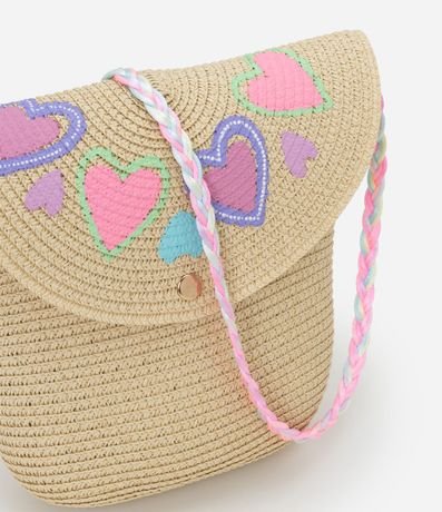 Cartera Infantil en Paja con Corazones - Talle único 6