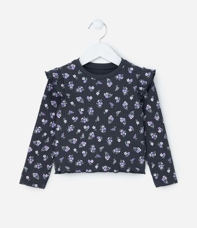 Blusa Infantil Acanalada con Estampa Floral - Talle 1 a 6 años