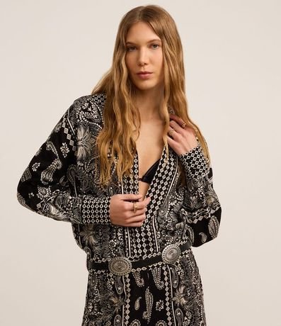 Camisa Boho en Viscolino con Estampa Paisley