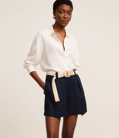 Short en Viscolino con Cinturón de Ráfia 2