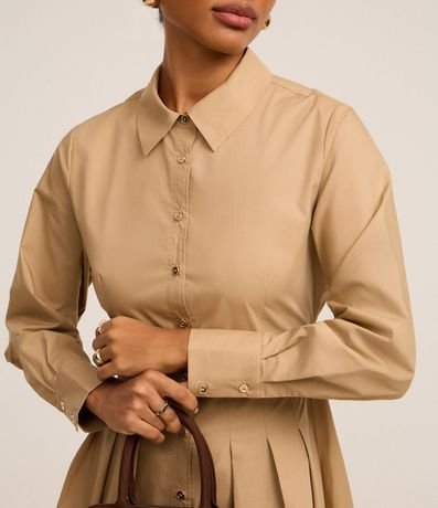 Vestido Chemise Corto con Pliegues Delanteros 3