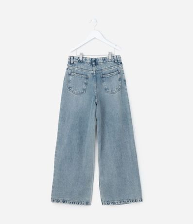 Pantalón Wide Leg Infantil en Jeans Dirty con Pulidos - Talle 5 a 14 años 2