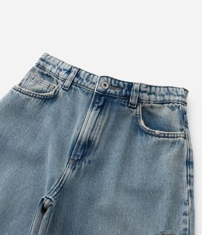 Pantalón Wide Leg Infantil en Jeans Dirty con Pulidos - Talle 5 a 14 años 4
