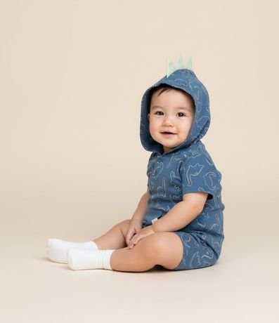 Enterito Infantil en Suedine con Estampa de Dinosaurio - Talle 3 a 18 Meses