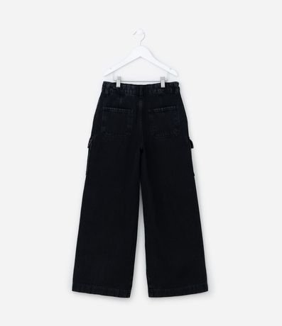 Pantalón Wide Leg Infantil en Sarga con Bolsillos Cargo - Talle 5 a 14 años 2