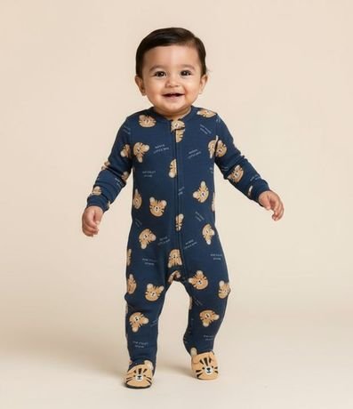 Mono Infantil en Suedine con Estampa Tigre - Talle RN a 24 meses