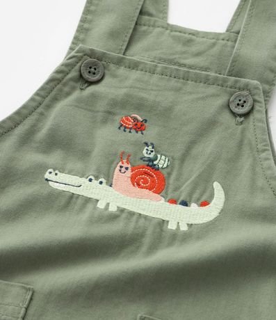 Peto Infantil en Sarga con Estampa Bordada Cocodrilo - Talle 3 a 18 Meses 9