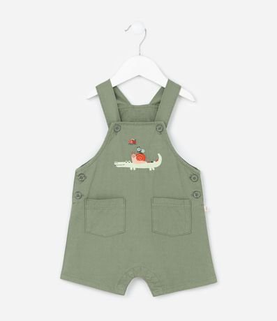 Peto Infantil en Sarga con Estampa Bordada Cocodrilo - Talle 3 a 18 Meses 2