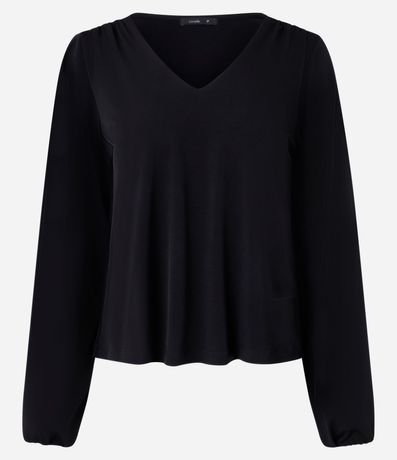 Blusa en Microfibra con Cuello V y Caida Leve
