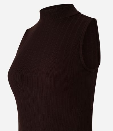 Vestido Midi Canelado en Rib con Cuello Alto 6