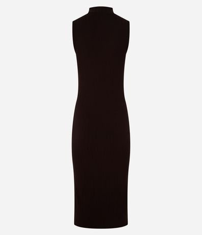 Vestido Midi Canelado en Rib con Cuello Alto 7