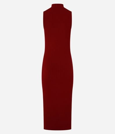 Vestido Midi Canelado en Rib con Cuello Alto 9