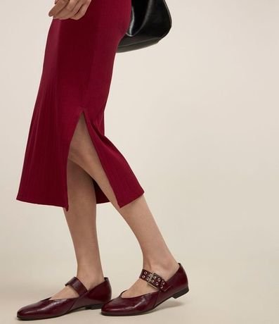 Vestido Midi Canelado en Rib con Cuello Alto 4