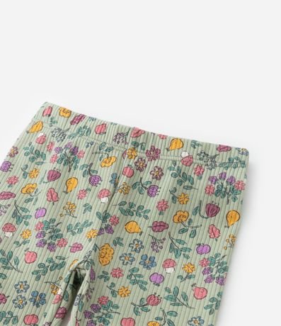 Pantalón Legging Infantil Acanalada con Estampa Flores - Talle 1 a 6 años 4