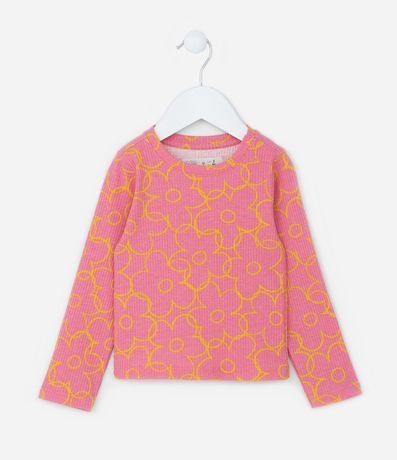 Blusa Infantil Acanalada con Estampa Floral - Talle 1 a 6 años