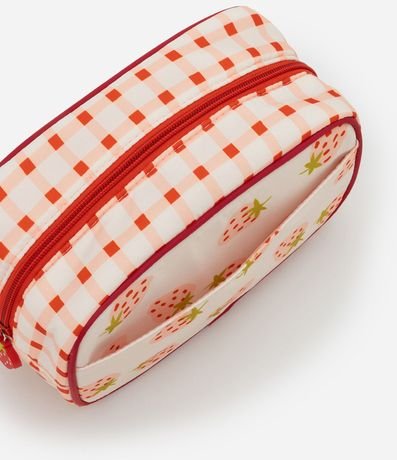 Neceser Rectangular Media con Estampa de Frutilla y Llavero 4