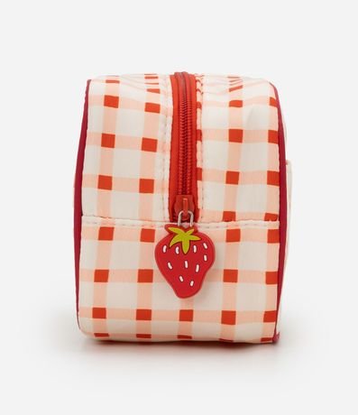 Neceser Rectangular Media con Estampa de Frutilla y Llavero 5