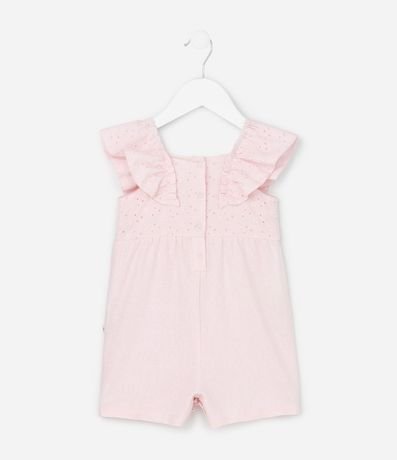 Enterito en Tricolina con Volado Broderie y Cinta para el Pelo - Talle 0 a 18 Meses 4