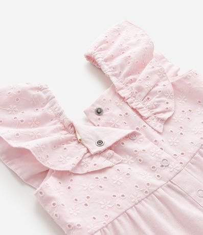 Enterito en Tricolina con Volado Broderie y Cinta para el Pelo - Talle 0 a 18 Meses 8