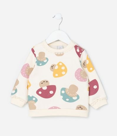 Saco Infantil con Detalles en Encaje y Estampa Hongos - Talle 0 a 18 meses