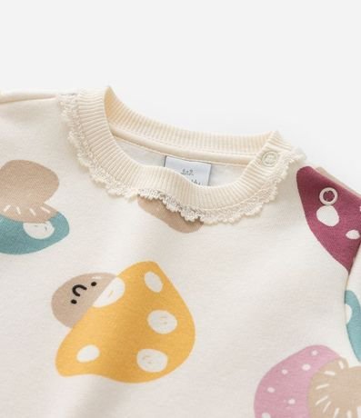 Saco Infantil con Detalles en Encaje y Estampa Hongos - Talle 0 a 18 meses 7
