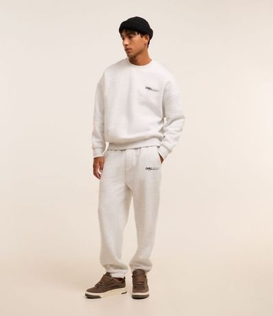 Pantalón Jogger en Algodón con Felpa con Estampa Lettering