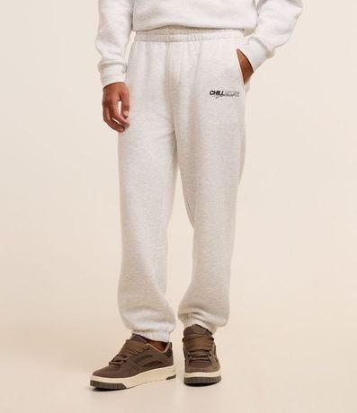 Pantalón Jogger en Algodón con Felpa con Estampa Lettering 2