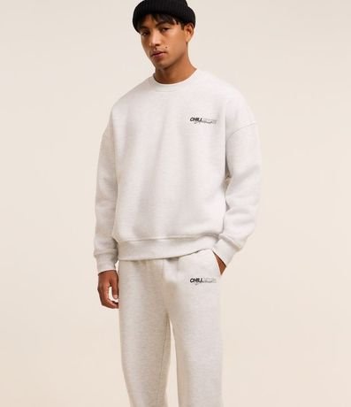 Pantalón Jogger en Algodón con Felpa con Estampa Lettering 4