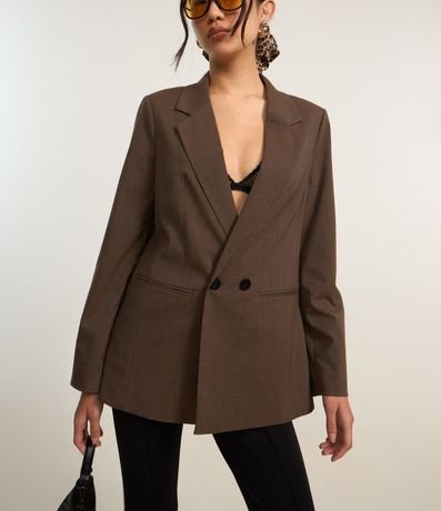 Blazer Amplo Alfaiatado con Lapelas y Botones Duplos 3