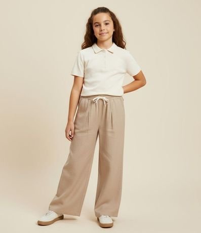 Pantalón Recto Infantil Sastrería con Cintura Contrastante - Talle 5  14 años