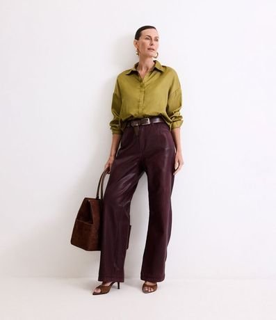 Pantalón Recto en Jeans Resinado con Cintura Alta 5