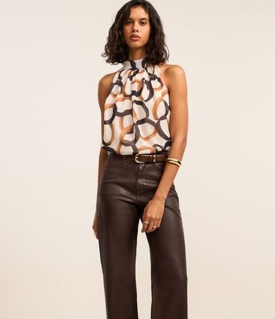 Pantalón Recto en Jeans Resinado con Cintura Alta 2